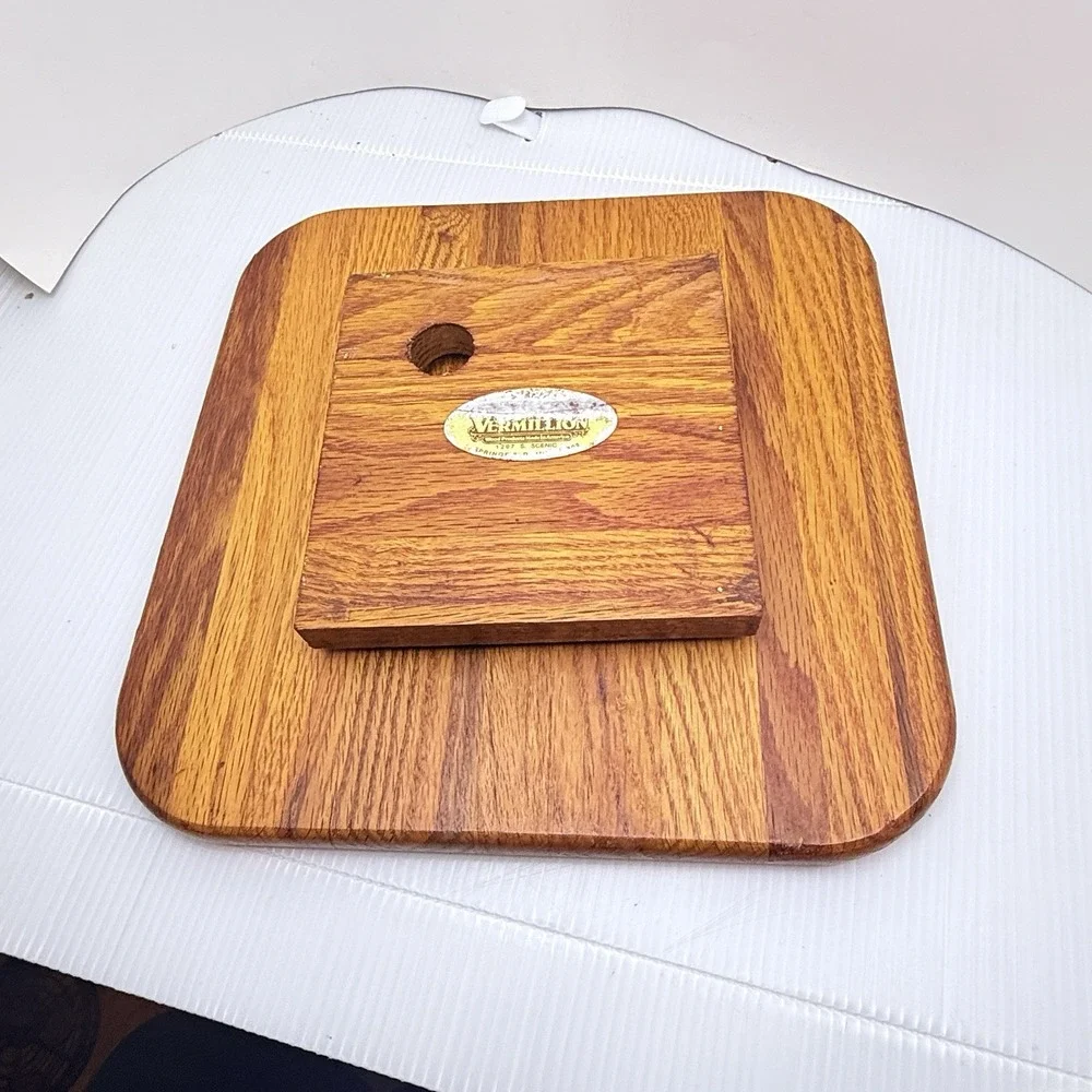 Rare Vintage 1960s Vermillion Oak Lazy Susan MCM Scandi Charcuterie Cheese Board